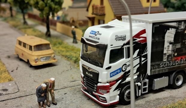 Herpa model truck from ECL on model railway layout